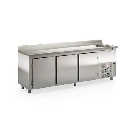 Ac balcão refrigerado 2.5mt inox com pia