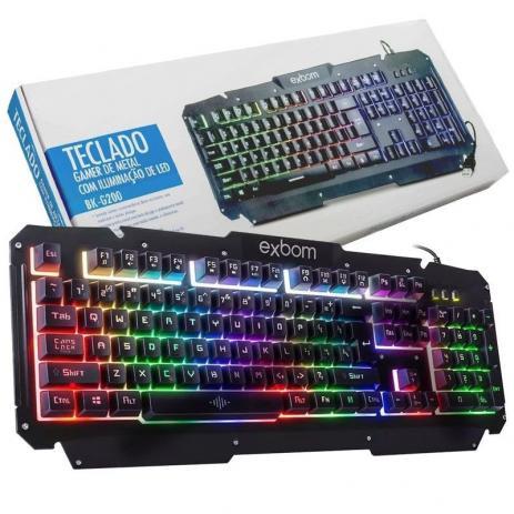 Teclado Semi Mecânico Abnt2 Mouse Preto Gamer Usb Metal Led