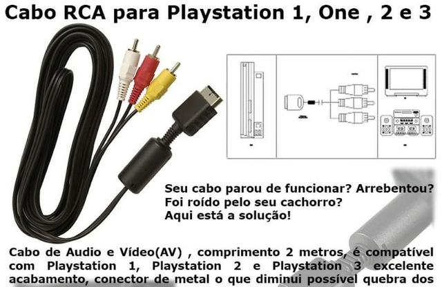 Cabo Rca Áudio E Vídeo Para Ps1 Ps2 E Ps3