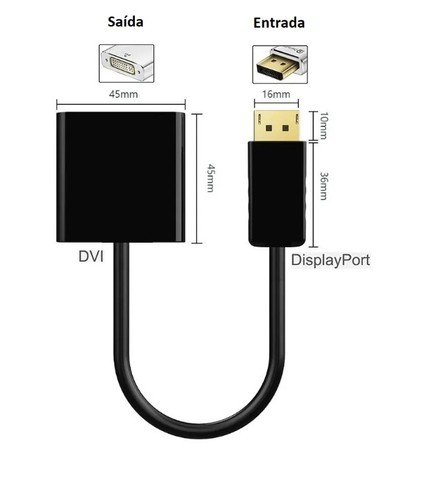 Cabo Adaptador Displayport Macho Para Dvi (24+5) Femea - Foto 2