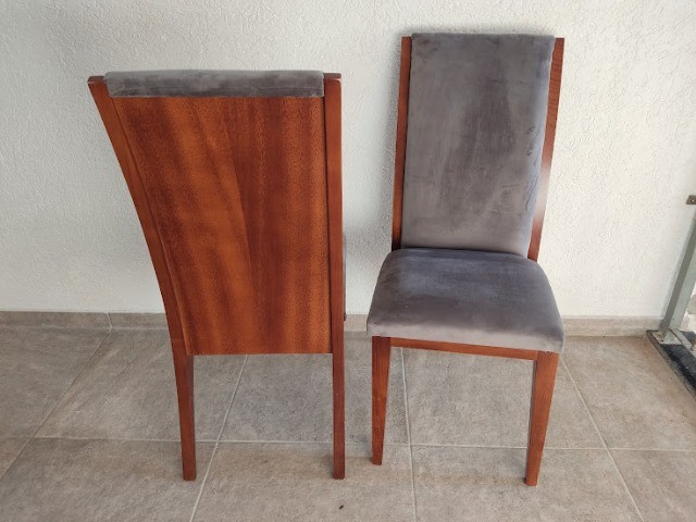 Duas Cadeiras Estofadas Cadeiras de Jantar de Ótima Qualidade em tecido Suede - Foto 4