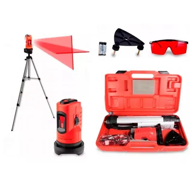 Nível a laser alcance de 10 metros com tripé e acessórios