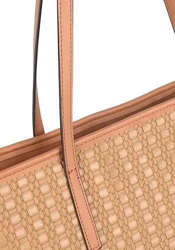 Bolsa Tote Shopper Média Textura Fibra Tressê Marrom Nova - Foto 4
