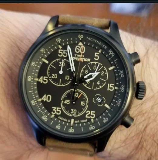 Timex-Expedition-Field-Chronograph- Pulseira de couro - Impecável - Baixei o Valor - Foto 2