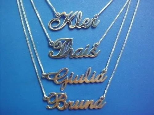 Colar Com Nomes ou Frase Prata 950 - Foto 6