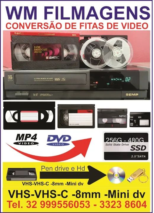 CONVERSÃO DE FITAS DE VIDEO VHS PARA DVD-DIGITAL-MP4