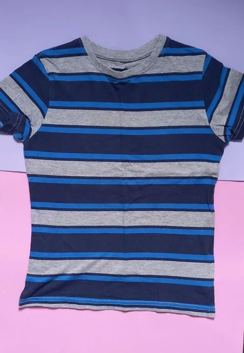 Camiseta Infantil  Primark Importada listrada azul e cinza