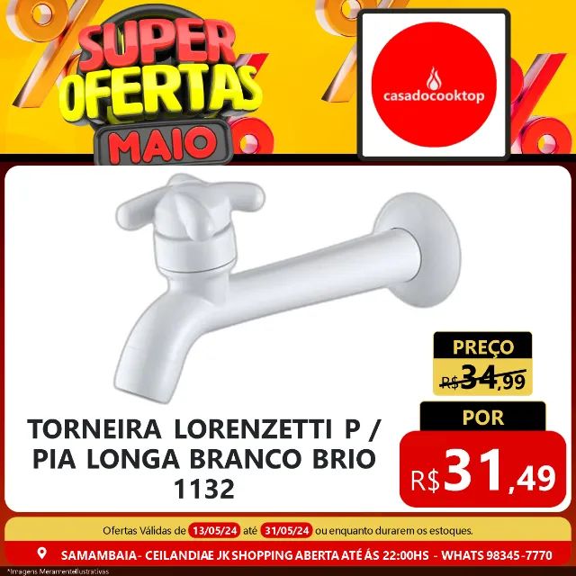 Torneira lorenzetti p/ pia longa branco brio