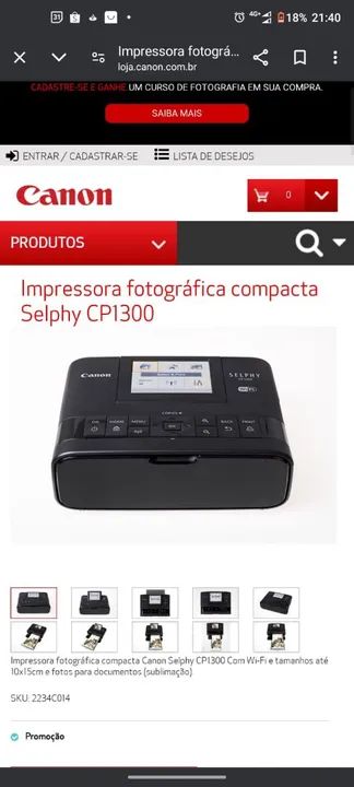 Impressora Fotográfica Canon Selphy CP1300 - Foto 3