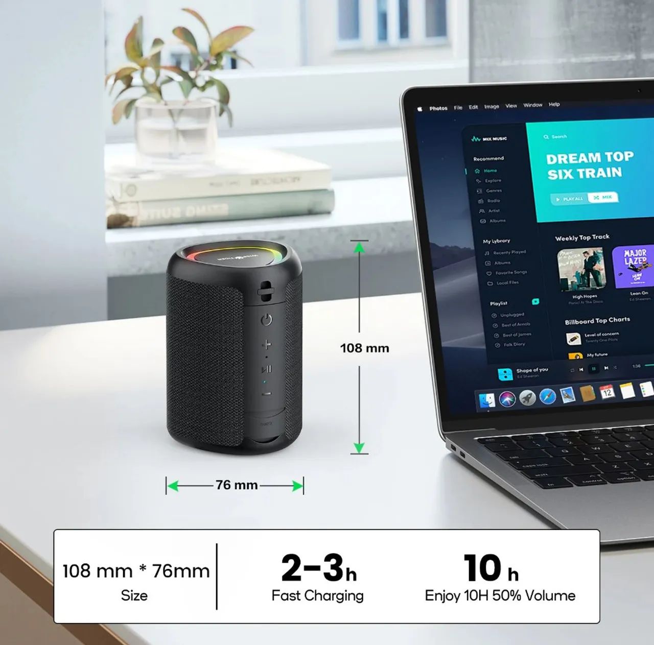 Caixa de Som Bluetooth 10W Wise Tiger A46 PulseSound - Foto 3