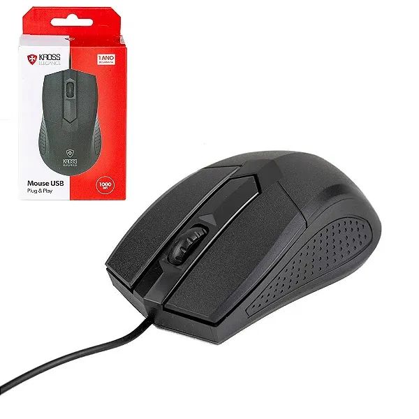 Mouse Óptico Com Fio USB 1.000 DPI, Cor Preto - Kross  em São Luís ma