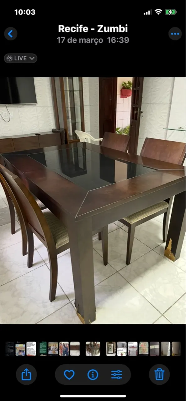 Mesa de Jantar em Madeira com 6 Cadeiras
