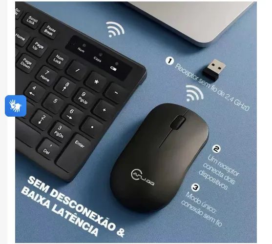 Kit Teclado E Mouse Sem Fio Wireless 2.4ghz 3200dpi Óptico - Foto 4