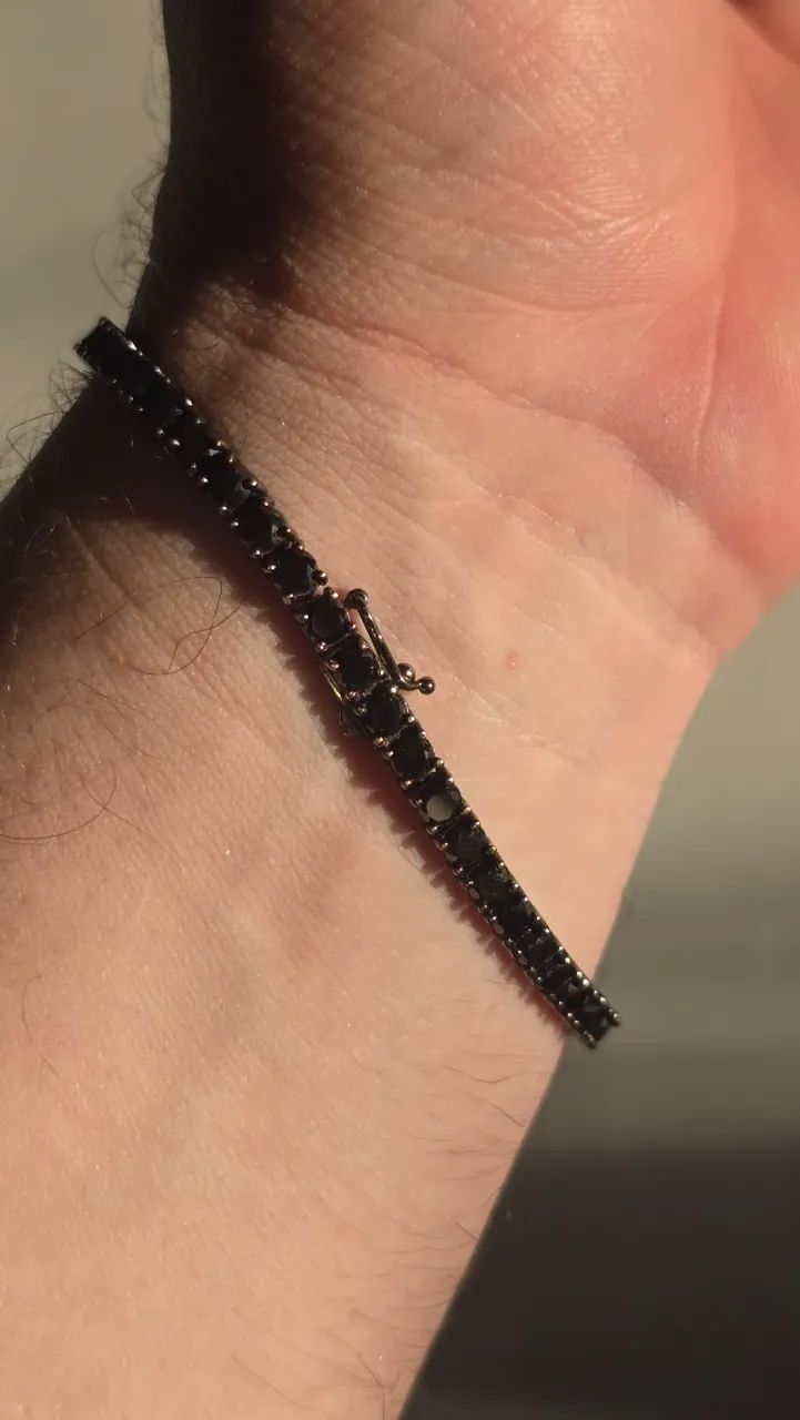 Joia Riviera diamantes negros 4mm x 20cm 48 gemas  12 quilates - Foto 4