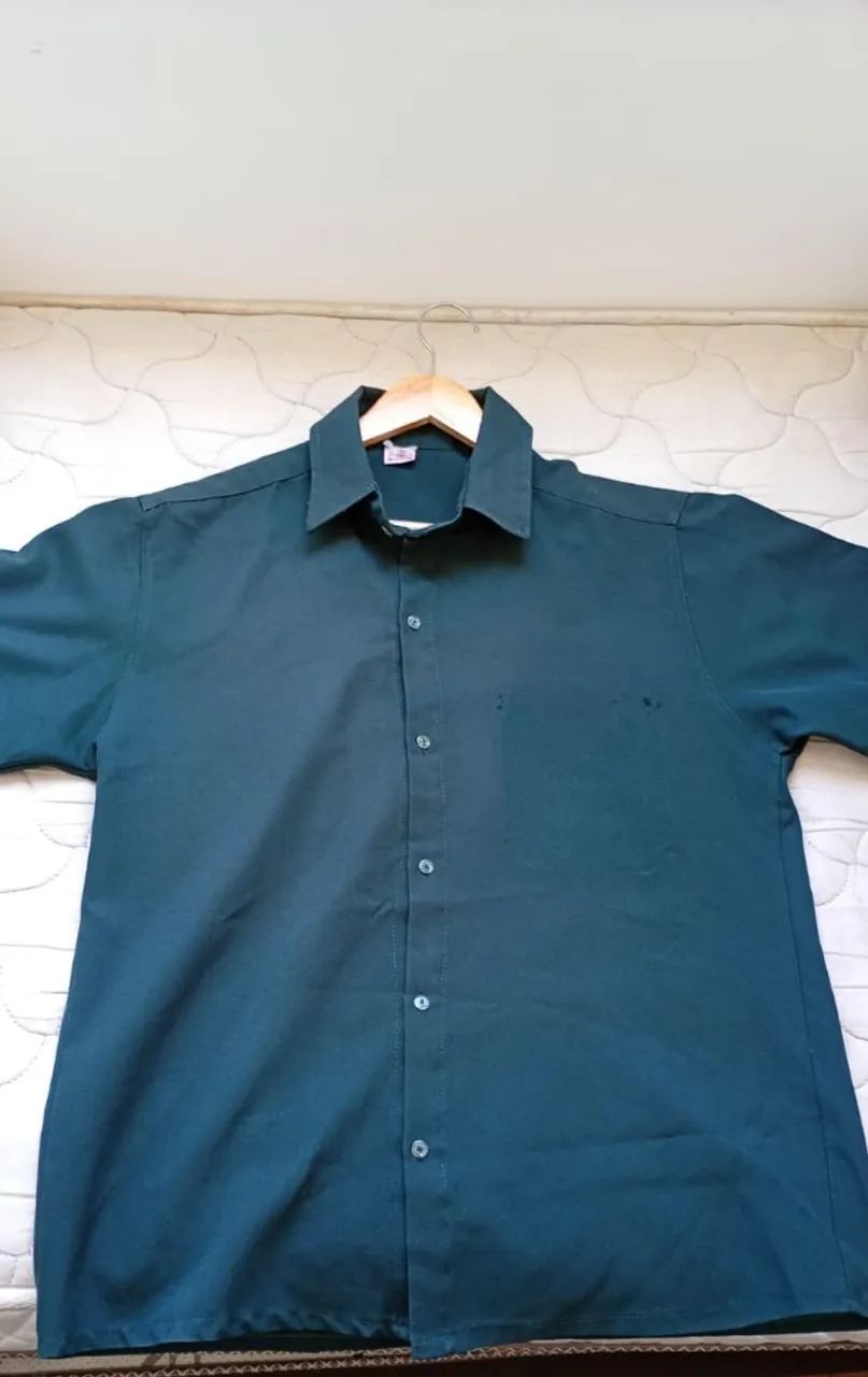 camisa de botão verde 