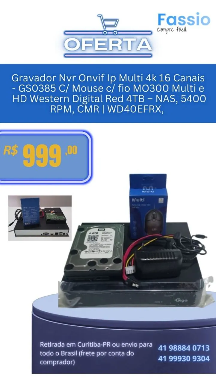 Gravador Nvr Onvif Ip Multi 4k 16 Canais + HD 4TB