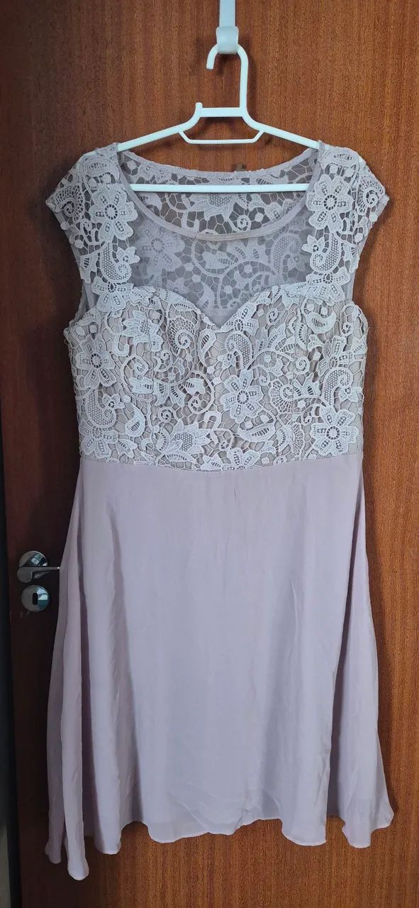Vestido Midi Lavanda - Renda Guipure (Veste até 44) - Foto 2