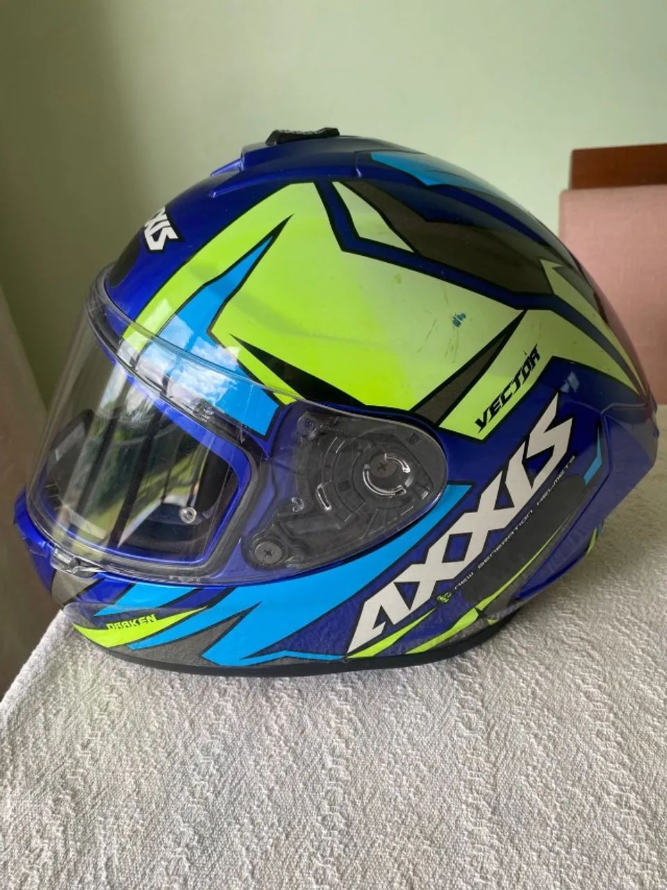 Capacete AXXIS Azul e Verde - Foto 4