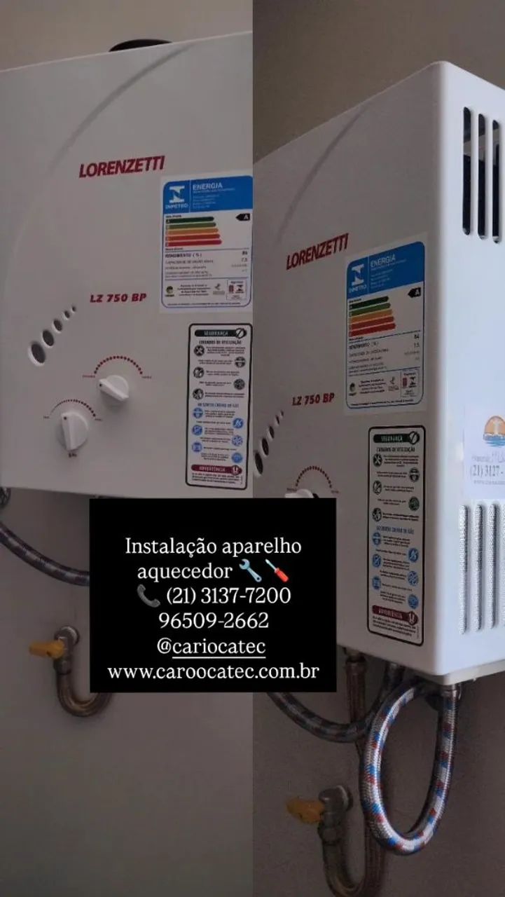 Instalação de aparelho aquecedor a gás 