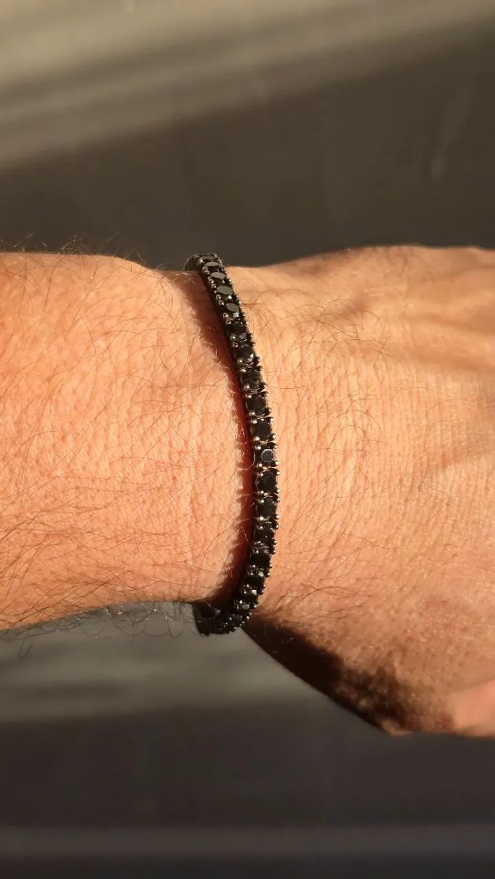 Joia Riviera diamantes negros 4mm x 20cm 48 gemas  12 quilates - Foto 5