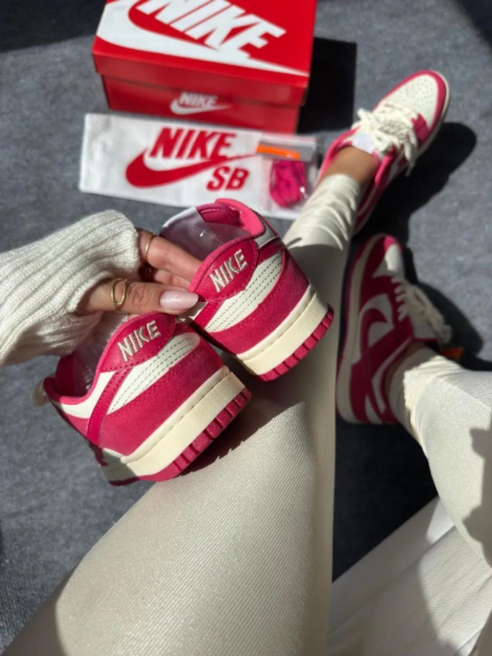 Nike Sb Dunk low Rosa/Creme Feminino - Foto 5