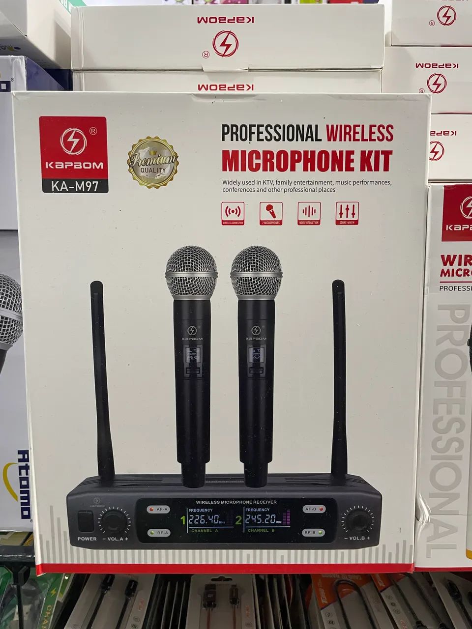 Kit microfone duplo e receptor 
