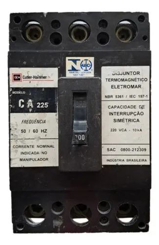 Disjuntor Caixa Moldada Cutler-hammer 3p 200a Ca 225