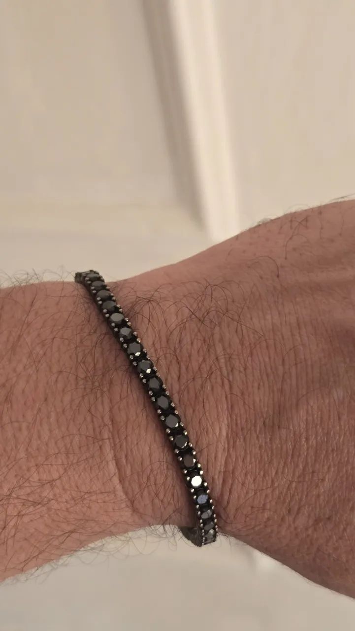 Joia Riviera diamantes negros 4mm x 20cm 48 gemas  12 quilates - Foto 2