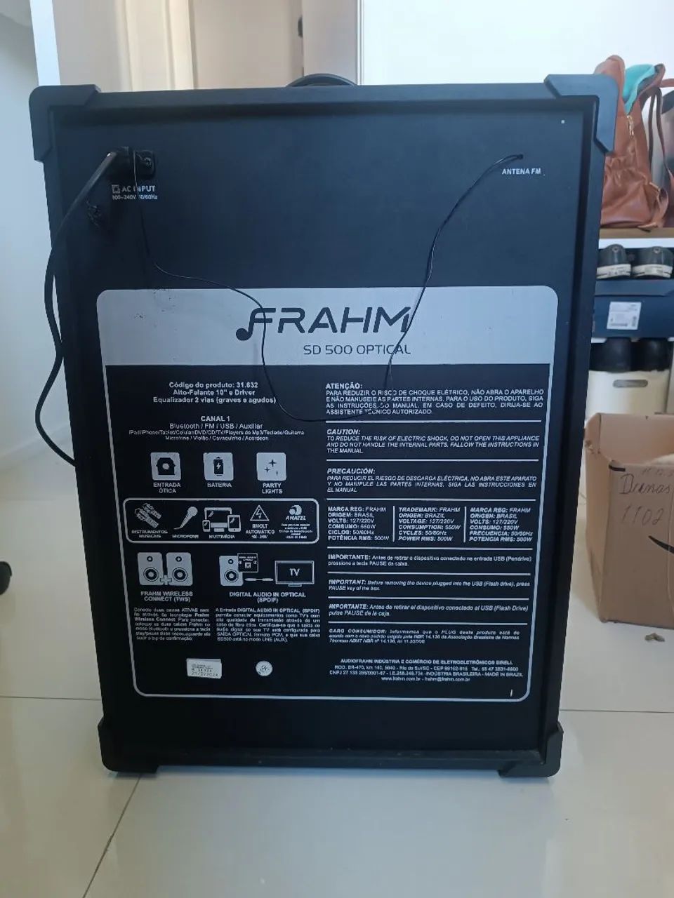  Caixa de Som Amplificada Multiuso Frahm SD 500 Optical.  - Foto 2