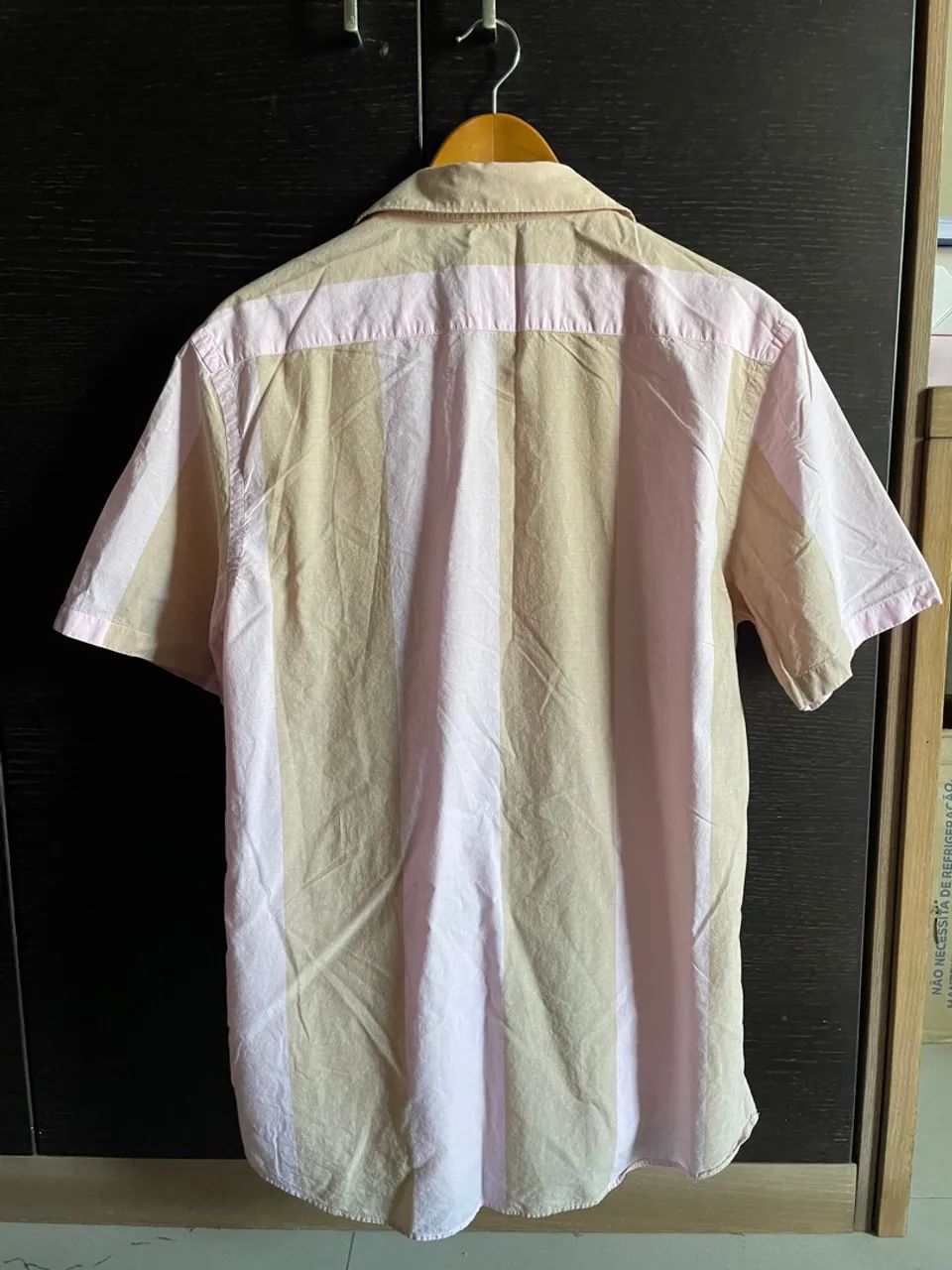 Camisa Zara Listrada Rosa e Bege - Foto 2