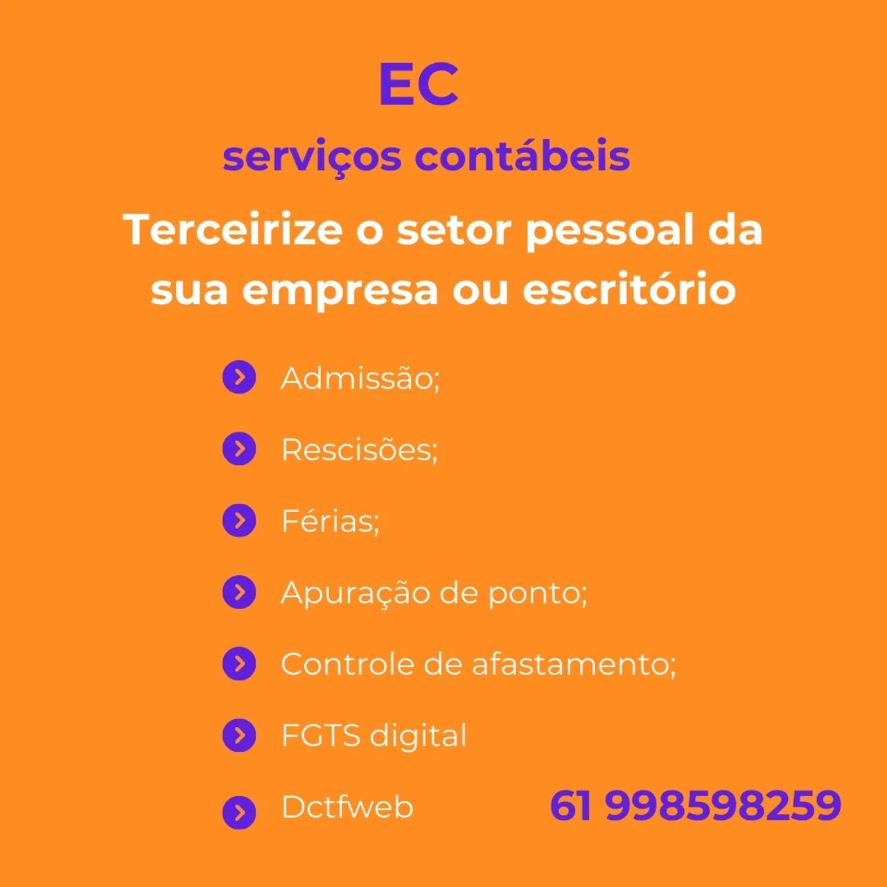 Contabilidade- departamento pessoal - terceirização 