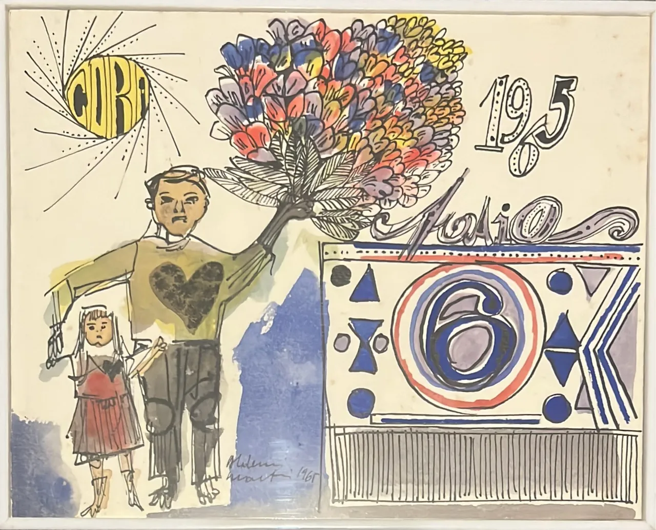 Obra de Aldemir Martins . Acrílico sobre cartão.