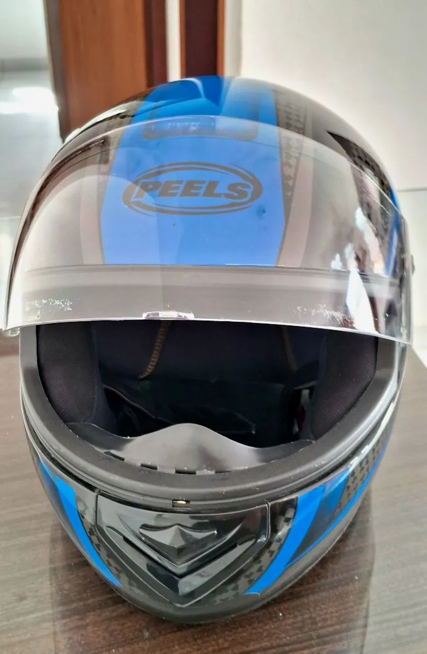 Capacete Peels azul e preto número 58 - Foto 2