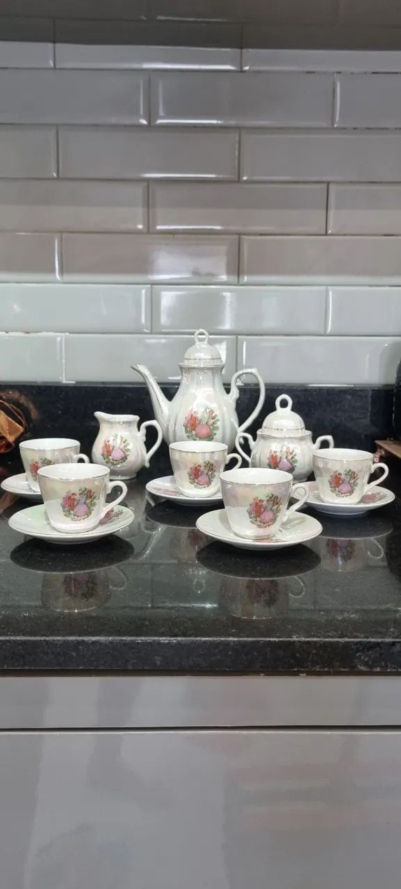 Jogo de chá porcelana com 8 peças - Foto 2