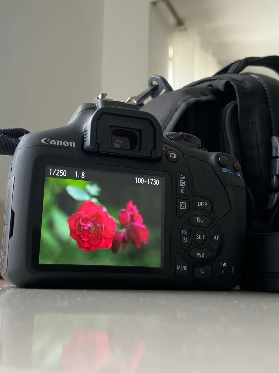 Câmera Canon Rebel T7 + Lente EF 50mm f1.8 stm + Bolsa para câmera  - Foto 2