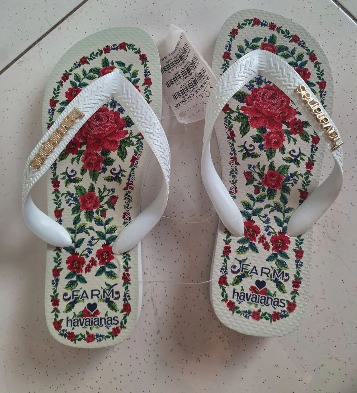 ORIGINAL! Chinelo Havaianas Farm Flor de Realeza Pequeno Defeito de Fábrica 