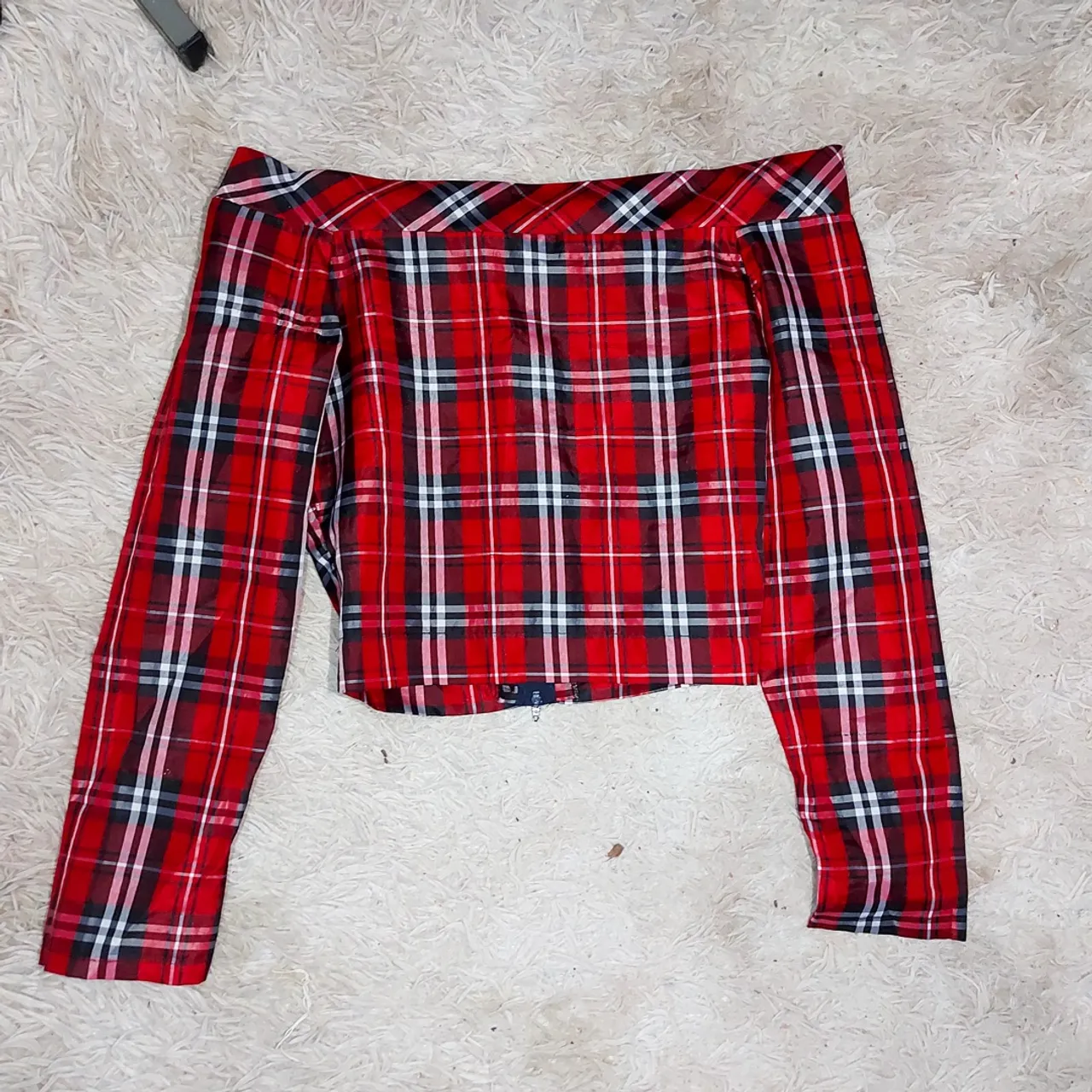 Blusa Xadrez Vermelha Manga Longa