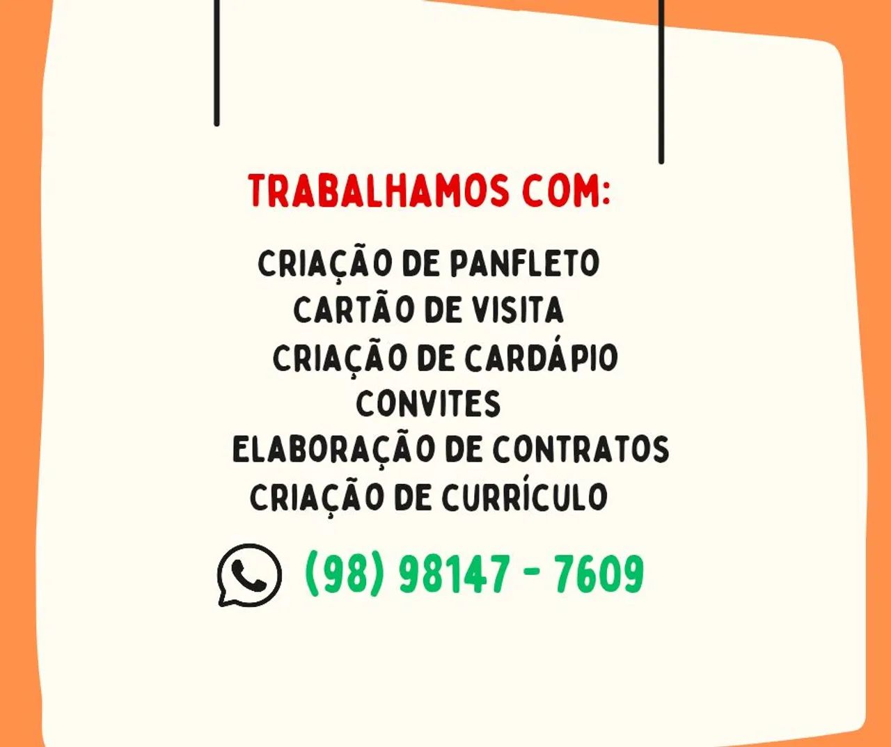 Criação de materiais gráficos - Panfletos, Cartões, Cardápios, Convites e mais!