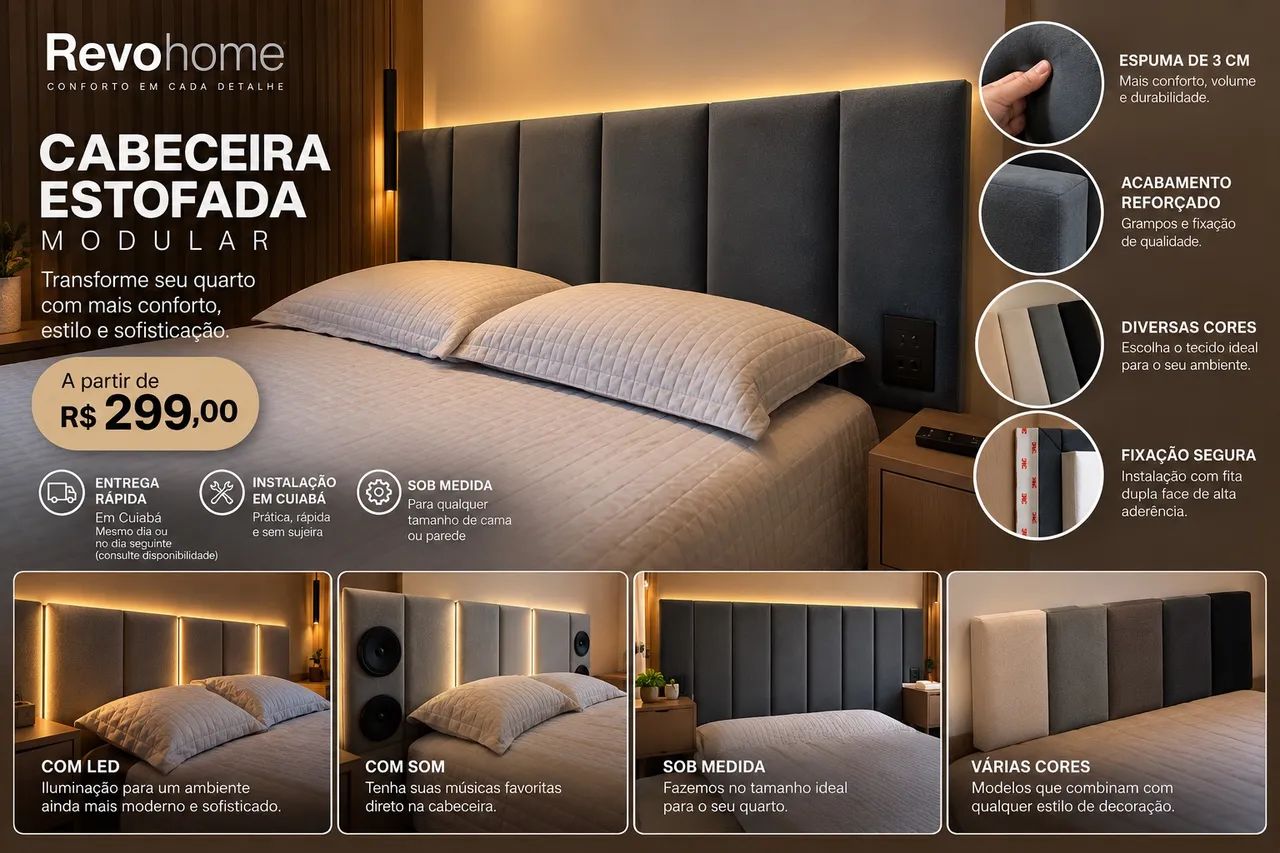 Cabeceira Modular Estofada RevoHome - A partir de R$299 - Foto 2