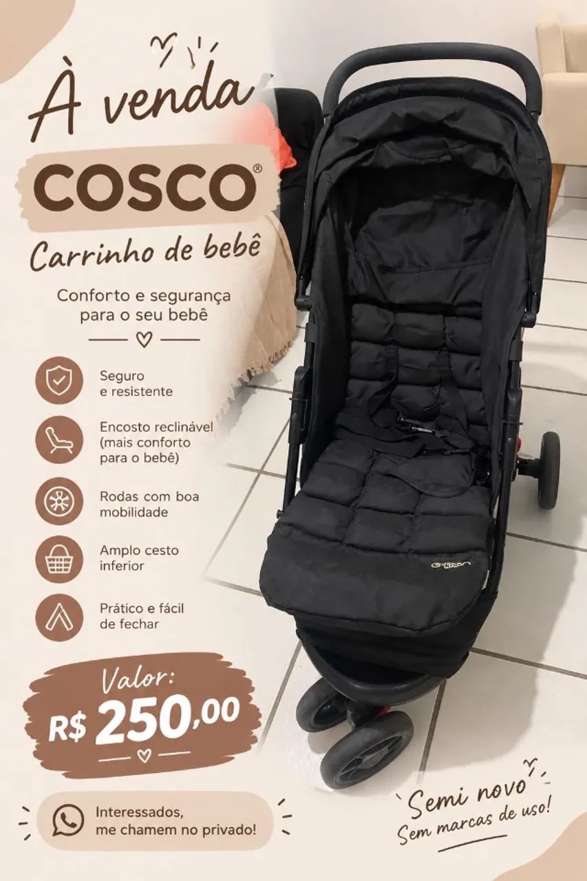 Carrinho de bebê seminovo 