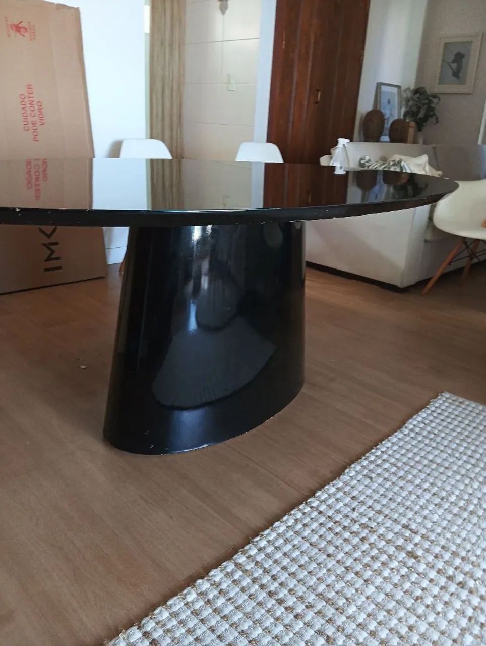 Mesa de Jantar Cone Oval Laca Preta - Foto 5