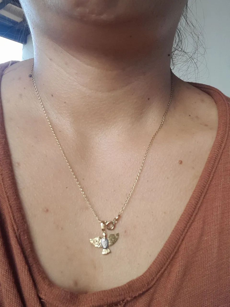 Corrente de Ouro com Pingente Espírito Santo / Pomba da Paz ? Excelente Estado - Foto 5