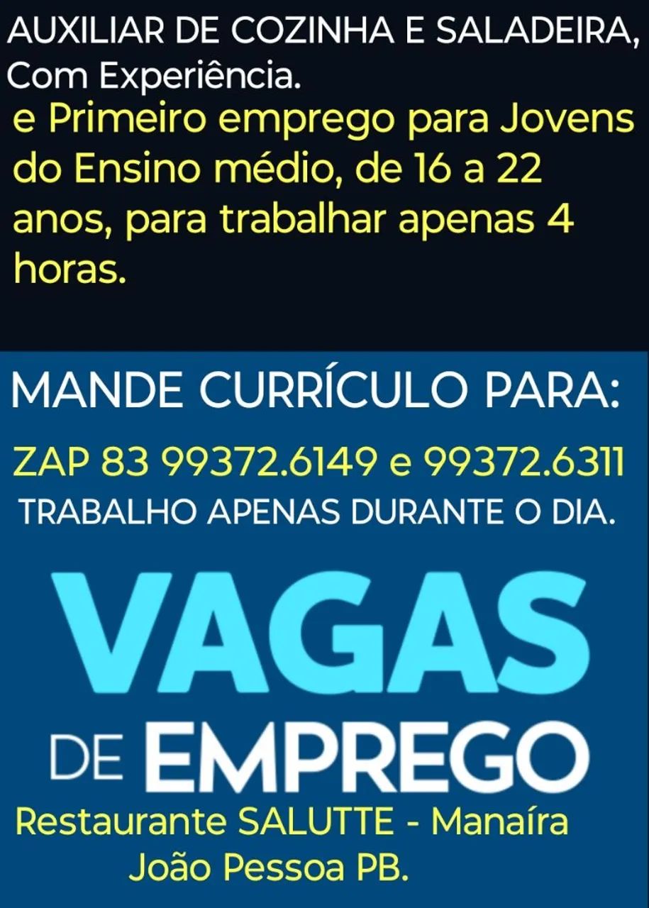 VAGA DE EMPREGO EM RESTAURANTE 