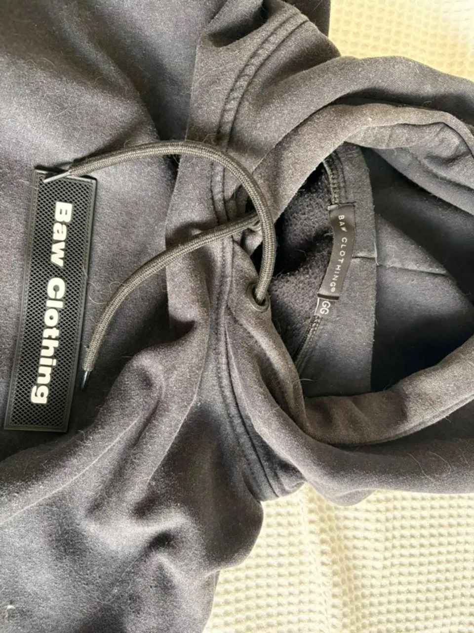 moletom canguru baw clothing cinza estonado com capuz - Foto 4