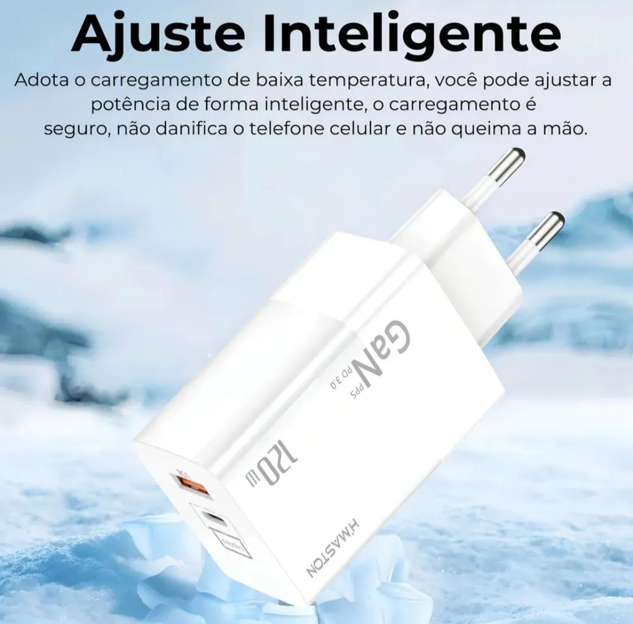 Carregador Turbo 120W GaN USB-C 100W + USB-A 20W para iPhone , Android e Notebooks  - Foto 3