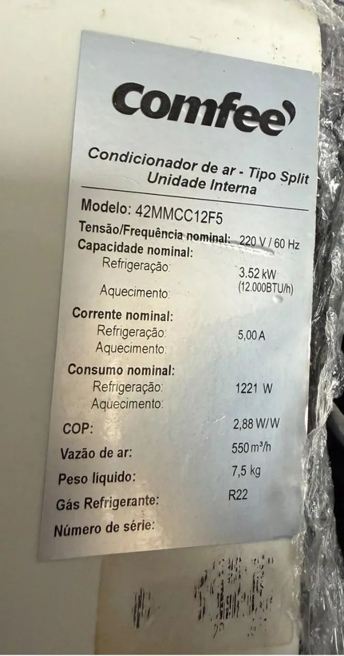 AR CONDICIONADO COMFEE 12MIL BTUs - Foto 2