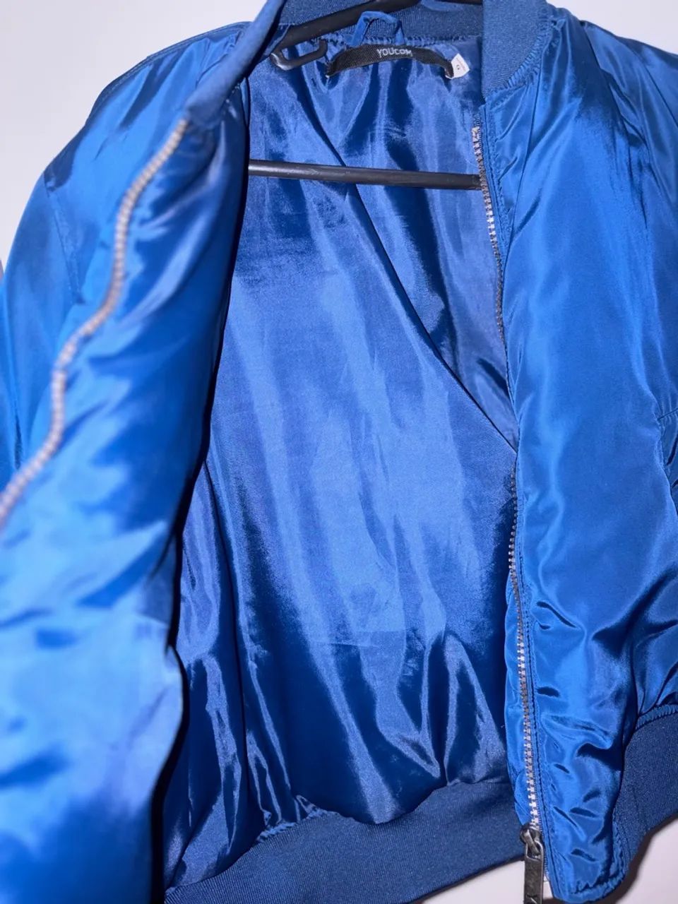 Jaqueta bomber cropped azul - Foto 4
