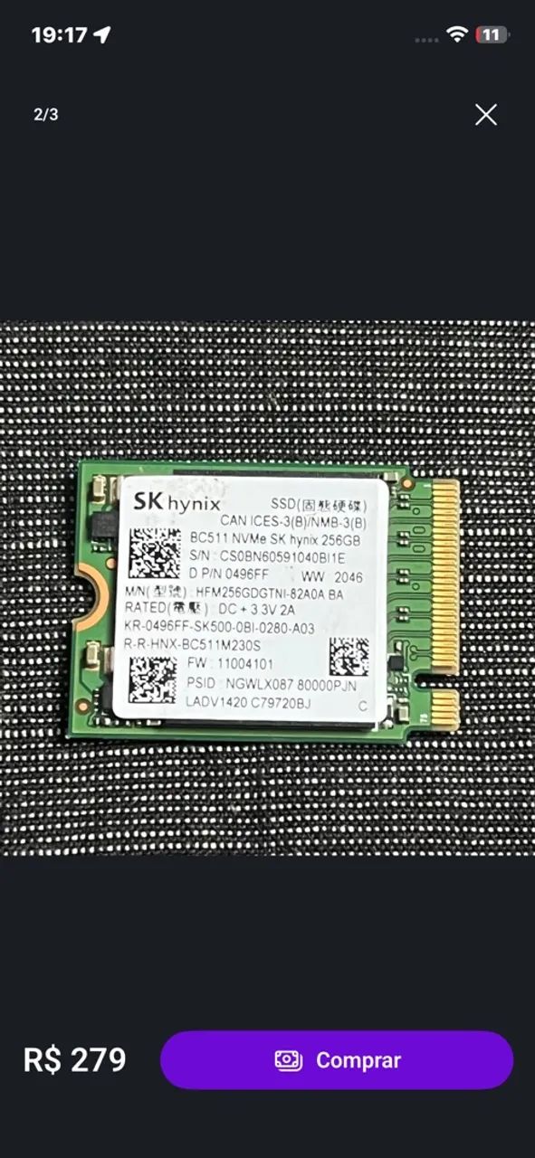 SSD NVME 256GB - Foto 2