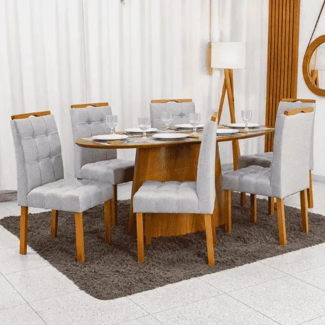 sala mesa jantar com 6 cadeiras 