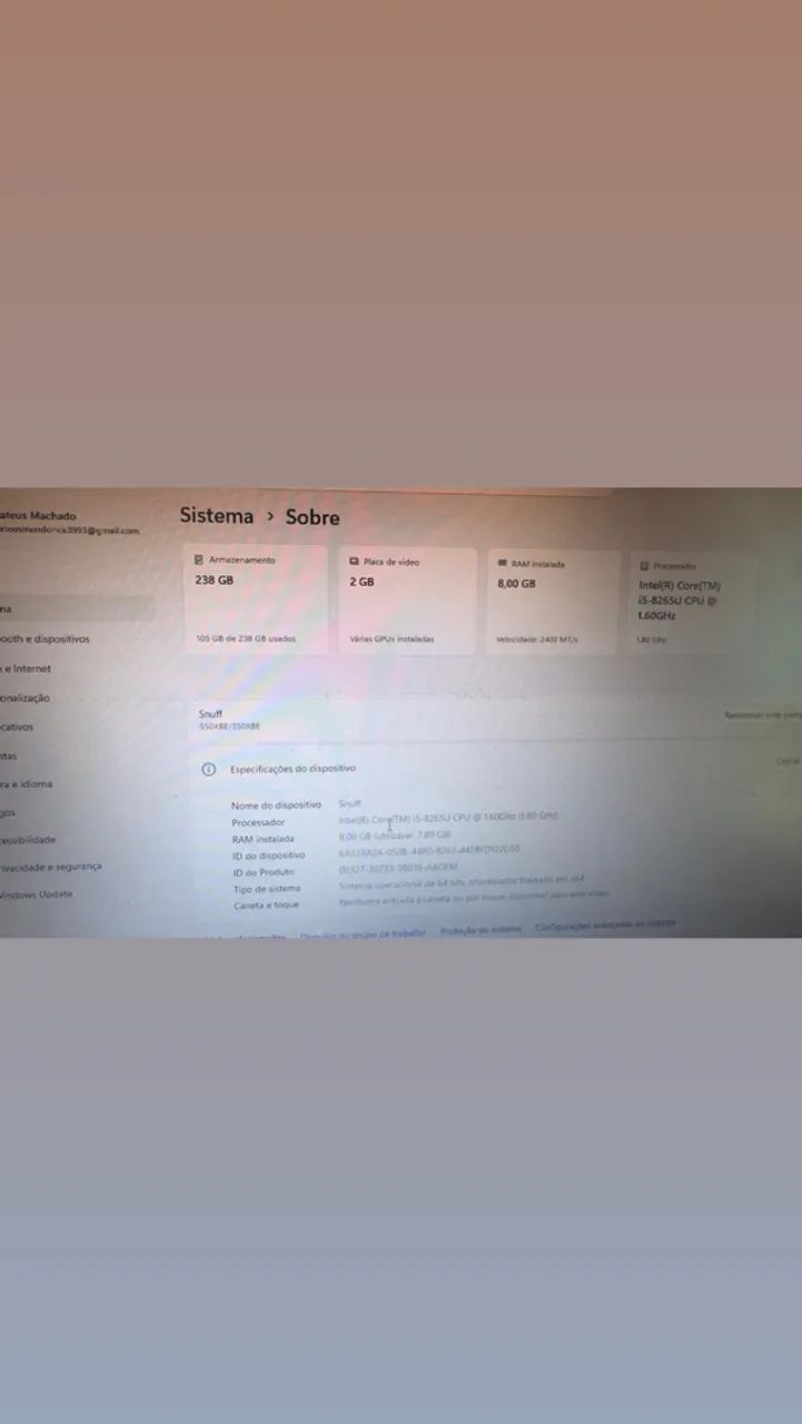 Intel Core i5-8265U, 8ª, 8GB RAM, SSD 240GB - Foto 3